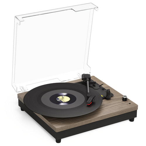 Maio E200 Gramophone Classique, Lecteur de Vinyle, Platine Vinyle, Unité de Gramophone, Stéréo de Haute Qualité, Haut-Parleur Intégré, 3 Vitesses, Gramophone Classique à Roulement par Courroie, Sortie Audio 3,5 mm, Compatible avec les Haut-Parleurs Externes, Le Cadeau de Fête Parfait